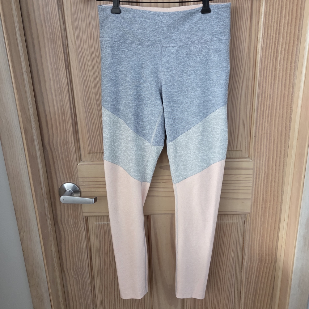 Outdoor Voices Women Heathered Gray Pink Blue Leggings Medium Athleisure Workout
